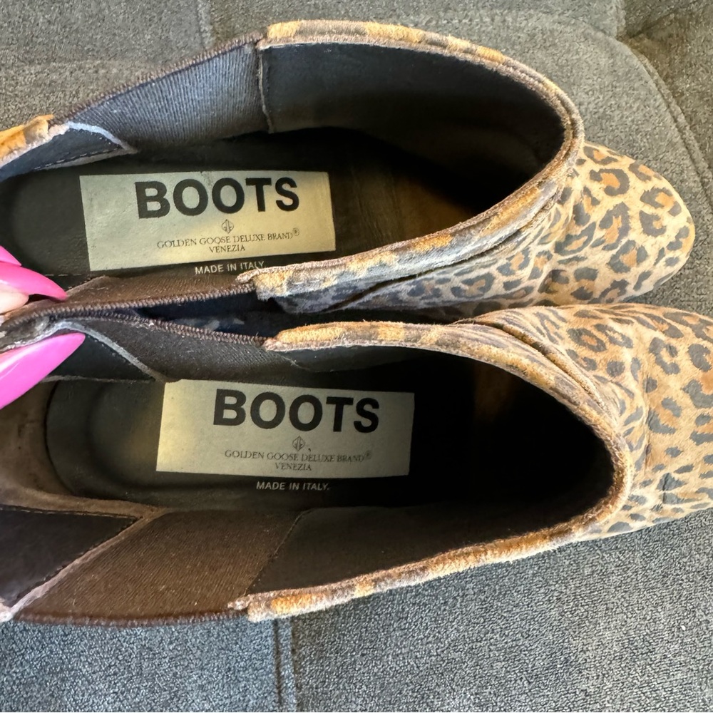 Golden Goose Dana Leopard Brown Boots Ankle Low Heel Booties - Picture 13 of 14